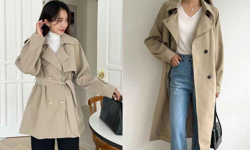 Diện áo khoác măng tô kaki + quần ống rộng là sự kết hợp mang đến vẻ ngoài sang trọng