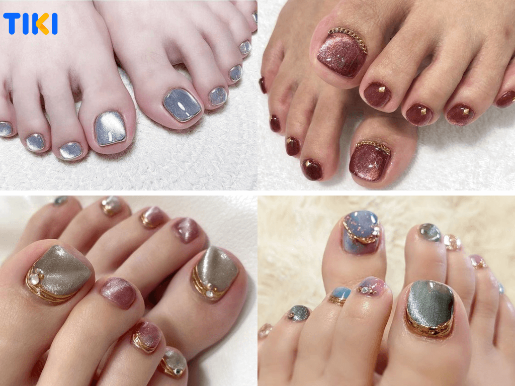 mẫu móng chân mắt mèo đẹp