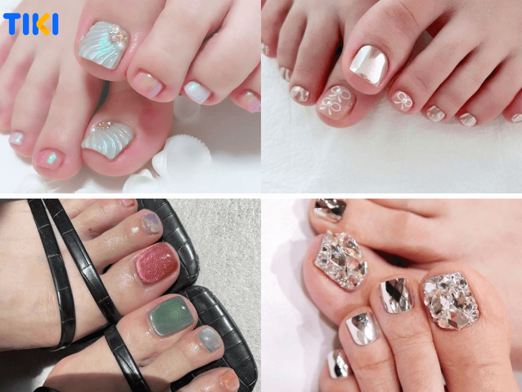 mẫu móng chân tráng gương đẹp